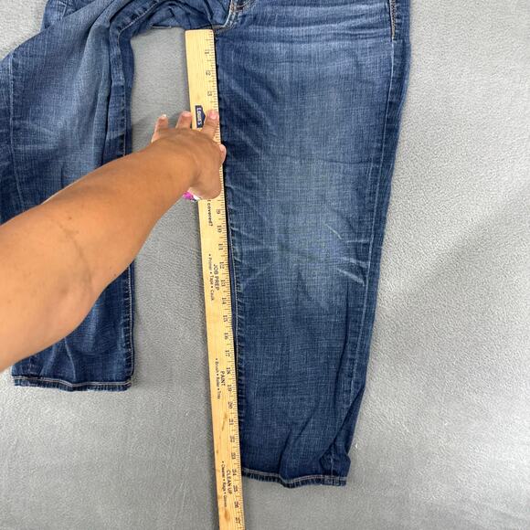 Y2K American Eagle Capri Jeans Womens Size 4 Dark Blue Low Rise Crop Whisker - Picture 8 of 11